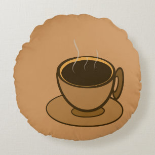Cojín Redondo Moderno café café marrón de mediados de siglo