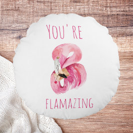 Cojín Redondo Moderno, Es Flamante Belleza Flamingo Rosa