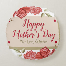 Cojín Redondo Moderno Floral Único Elegante Feliz Día de la Madr