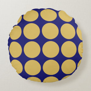Cojín Redondo Moderno Oro Medianoche Color Azul Llanto Único
