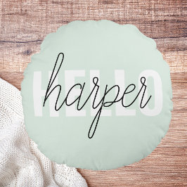 Cojín Redondo Moderno Pastel Mint Hello Y You Name