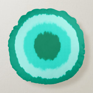 Cojín Redondo Modernos círculos tribales de batik - turquesa y a