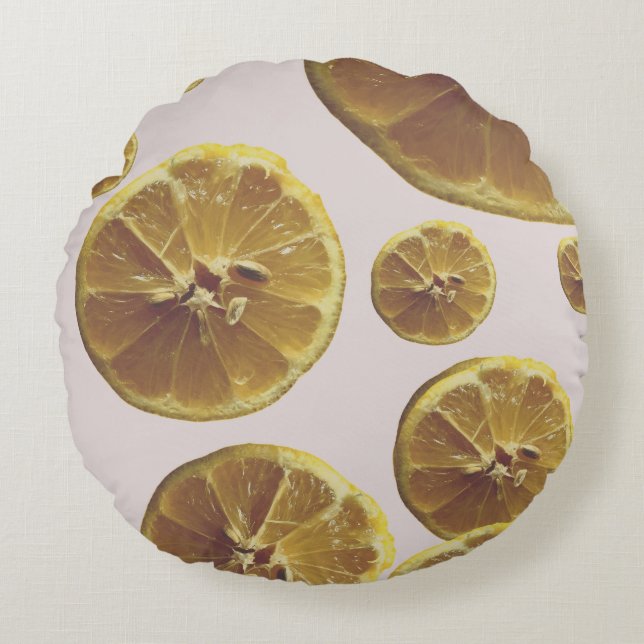 Cojín Redondo Modernos puntos de corte de círculo de fruta fresc (Anverso)