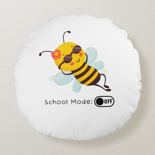 Cojín Redondo "Modo escolar: OFF - Chillin' Bee" (Anverso)