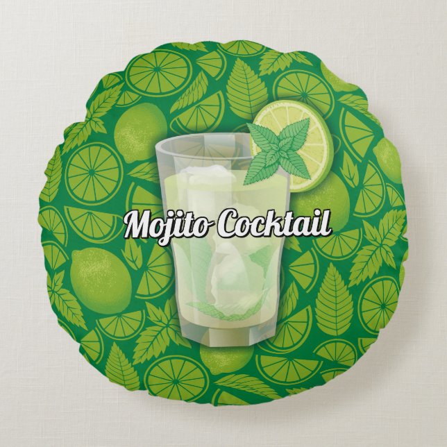 Cojín Redondo Mojito Cocktail (Anverso)