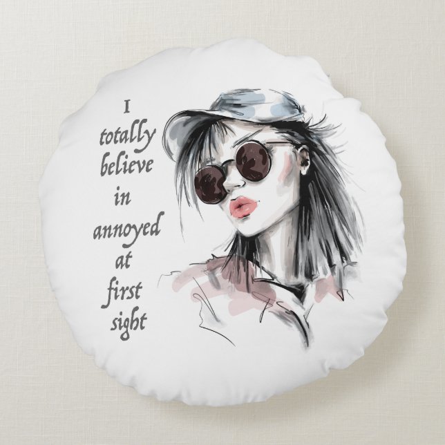 Cojín Redondo Molesto a primera vista (Reverso)