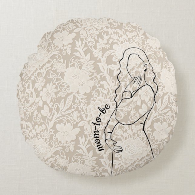 Cojín Redondo Mom-to-be Faux Lace  (Anverso)