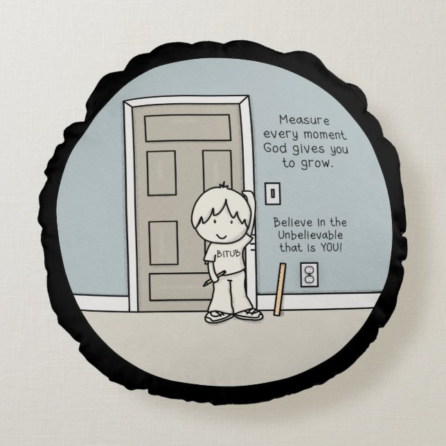 Cojín Redondo Momentos medibles (Anverso)