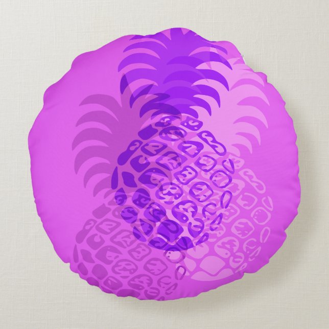 Cojín Redondo Momona Pineapple Hawaiana Tropical Reversible (Reverso)