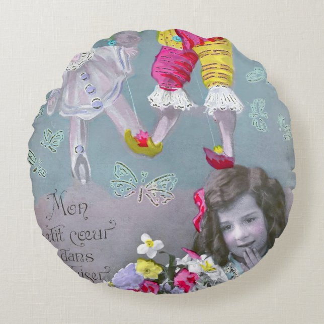 Cojín Redondo Mon petite coeur dans ce baiser 2 (Anverso)