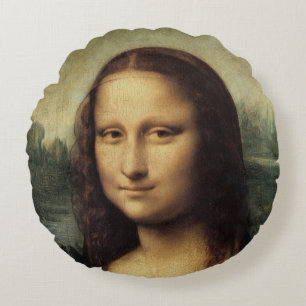 Cojín Redondo Mona Lisa en detalle por Leonardo da Vinci