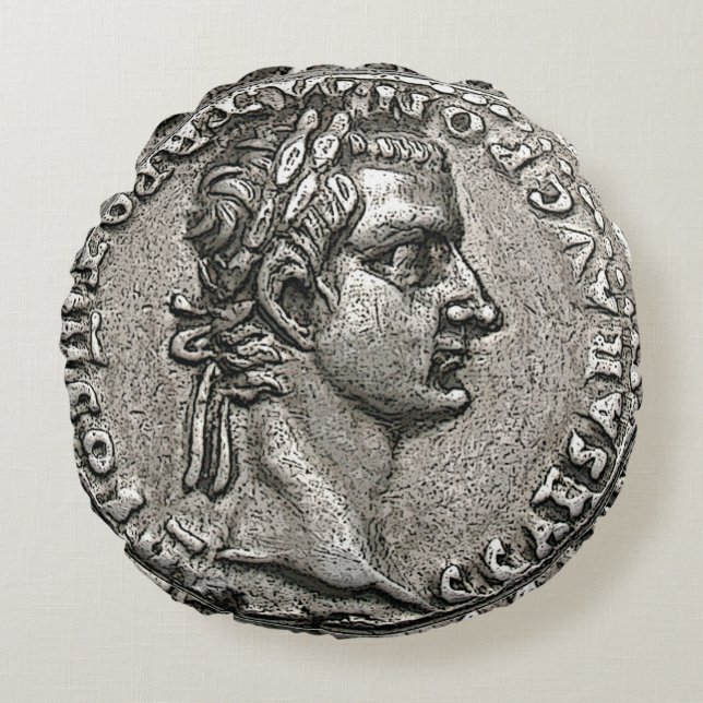 Cojín Redondo Moneda antigua del 🏛️ Gaius Caesar (Anverso)