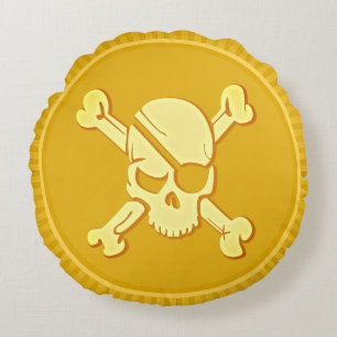 Cojín Redondo Moneda de Dubloon Pirata Skull & Bones