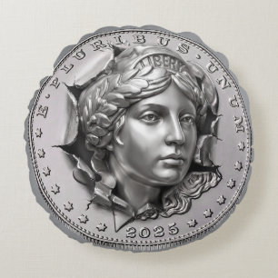 Cojín Redondo Moneda de la Libertad
