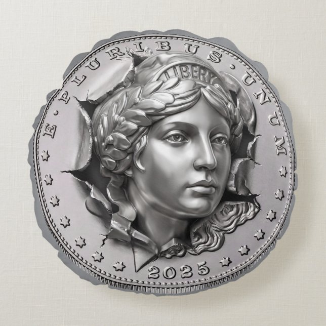 Cojín Redondo Moneda de la Libertad (Anverso)