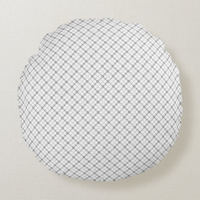 Cojín Redondo Monochrome Geometric Texture|Seamless Diamond Look (Anverso)