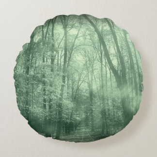 Cojín Redondo Monochrome landscape nature parkart, autumn, backg