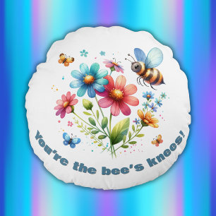 Cojín Redondo Monograma acuarela Las rodillas de la abeja son bl