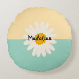 Cojín Redondo Monograma Agradable dos tonos Azul beige floral