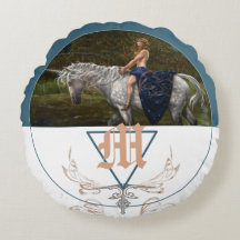Monograma de ilustracion de fantasía de unicornio