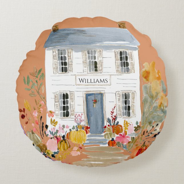 Cojín Redondo Monograma de la caída de granjas (Anverso)