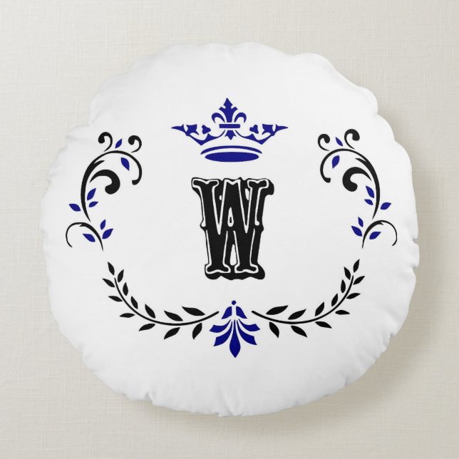 Cojín Redondo Monograma de la corona "W" (Anverso)