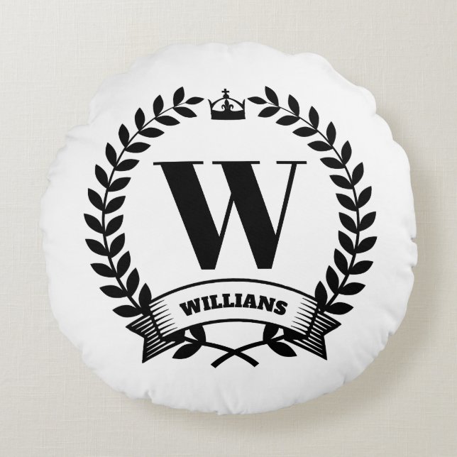 Cojín Redondo Monograma de la familia (Anverso)