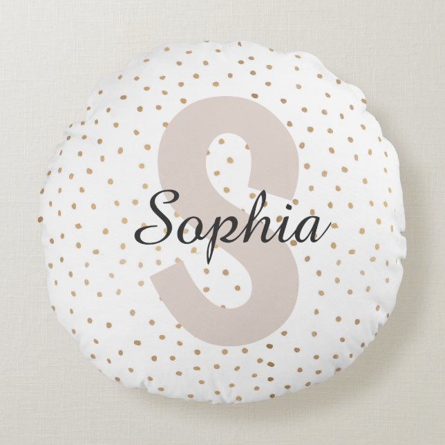 Cojín Redondo Monograma de nombre personalizado de carta persona (Anverso)