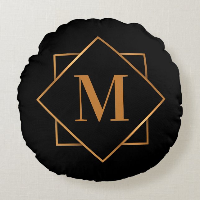Cojín Redondo Monograma de oro (Anverso)