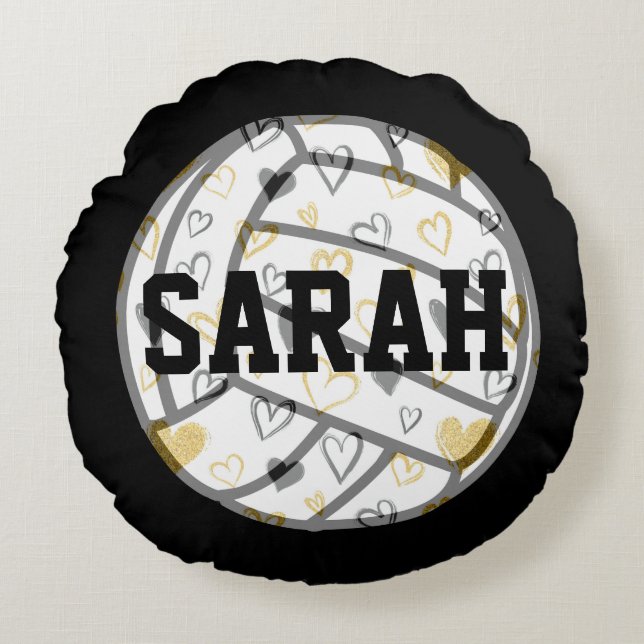 Cojín Redondo Monograma de voleibol (Anverso)