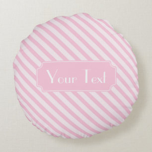 Cojín Redondo Monograma diagonal del personalizar de las rayas