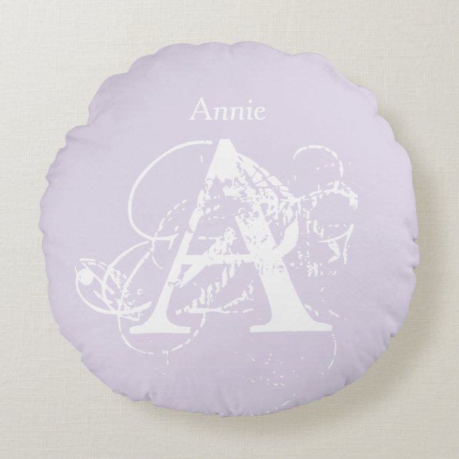 Cojín Redondo Monograma elegante y única plantilla moderna (Anverso)