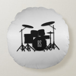 Cojín Redondo Monograma juego de tambor plateado