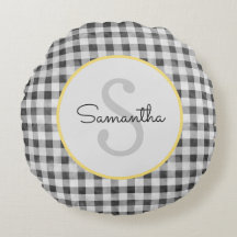 Monograma personalizado de Gingham blanco y negro