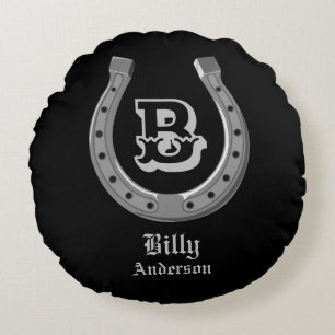 Cojín Redondo Monograma personalizado del zapato de caballo de v