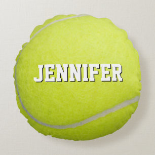 Cojín Redondo Monograma personalizado Nombre bola de tenis amari