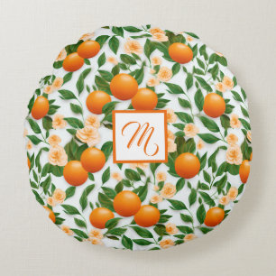Cojín Redondo Monogrammed, Naranja de moda de Valencia
