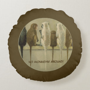 Cojín Redondo Monos Cumpleaños Comercial Del Grupo Personalizado