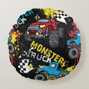 Cojín Redondo Monster Car: Resumen del patrón infantil
