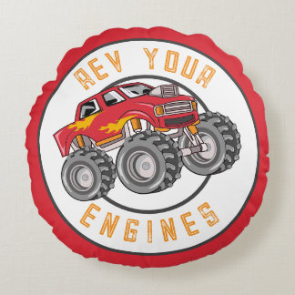 Cojín Redondo Monster Truck Rev Your Engines Kid's