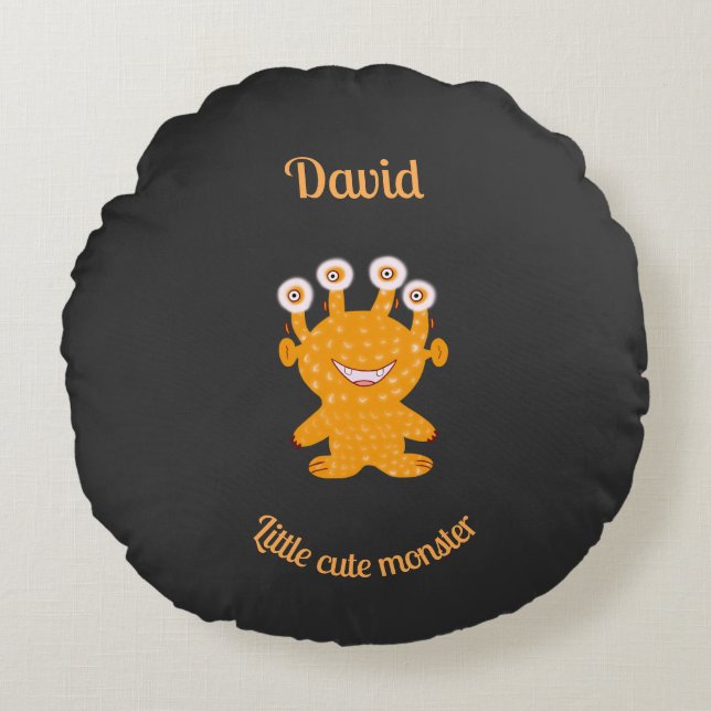 Cojín Redondo monstruo naranja (Anverso)