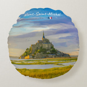 Cojín Redondo Mont-Saint-Michel, Francia - Abadía Medieval