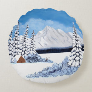Cojín Redondo Montañas Nevadas