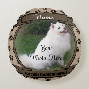 Cojín Redondo Monumento a los perros o gatos Mascotas recordados