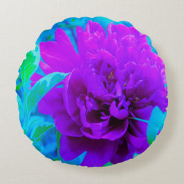 Cojín Redondo Moody Purple Peony con bello follaje