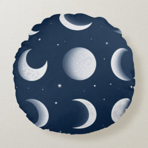 Cojín Redondo Moon Phases Grid Diseño de patrones celestes