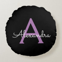 Morado Black Script Girly Monograma Nombre