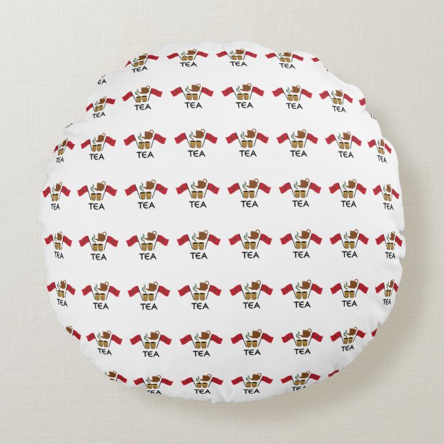 Cojín Redondo Moroccan Mint Tea, Morocco Flag & Traditional Tea  (Anverso)