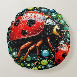 Cojín Redondo Mosaic ladybugs