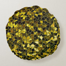 Cojín Redondo Mosaico amarillo ocre oscuro, con manchas llamativ